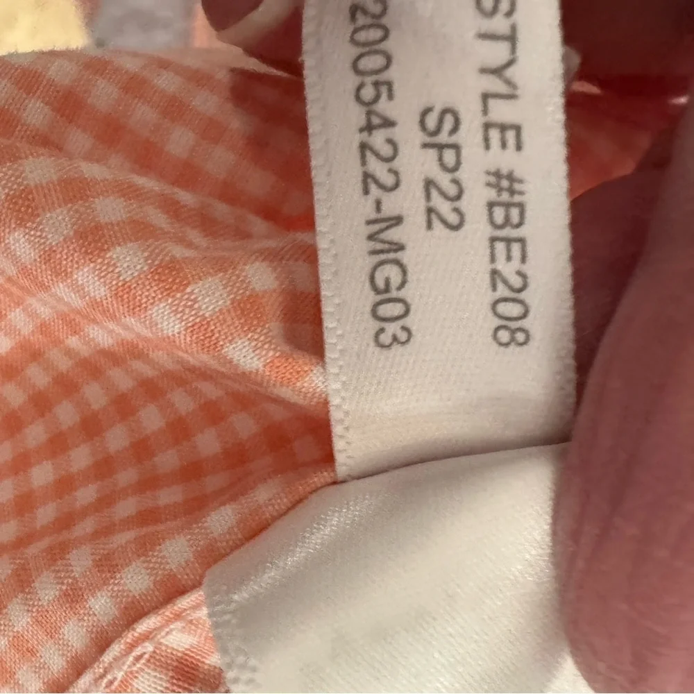 J. Crew Men's Gingham Flex Long Sleeve Button Down Slim Cut Shirt Peach/White L